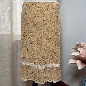 Vintage Y2K Guess Floral Crinkle Skirt Lace Fairy Cottage Garden Women's Size XL